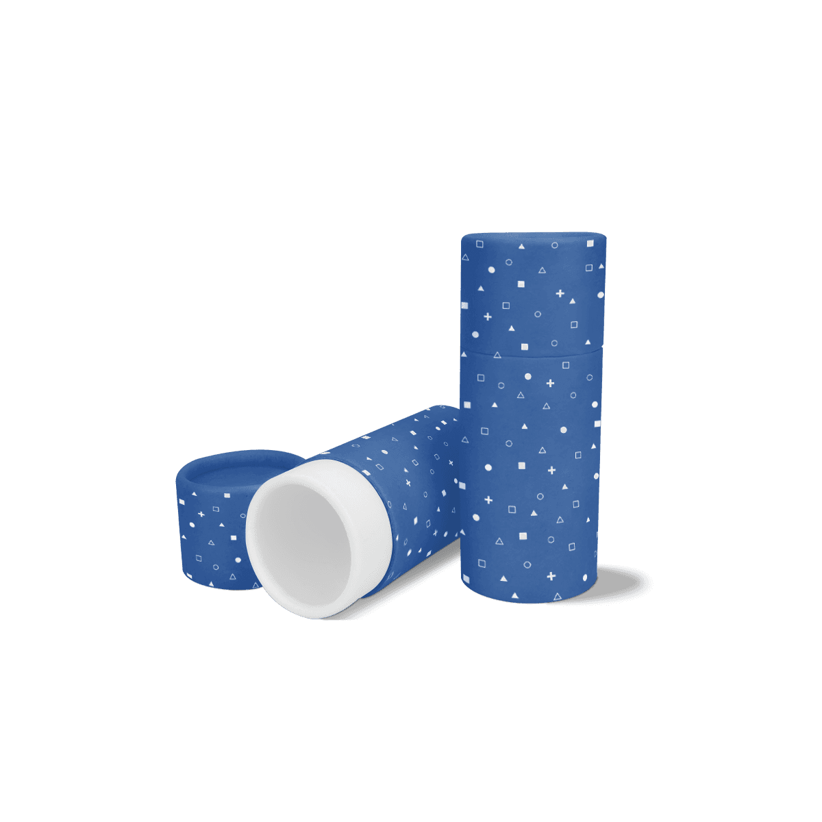 Cardboard push up tubes with sliding bases and printed paperboard walls, shown for balm, cosmetic and small solid product packaging.