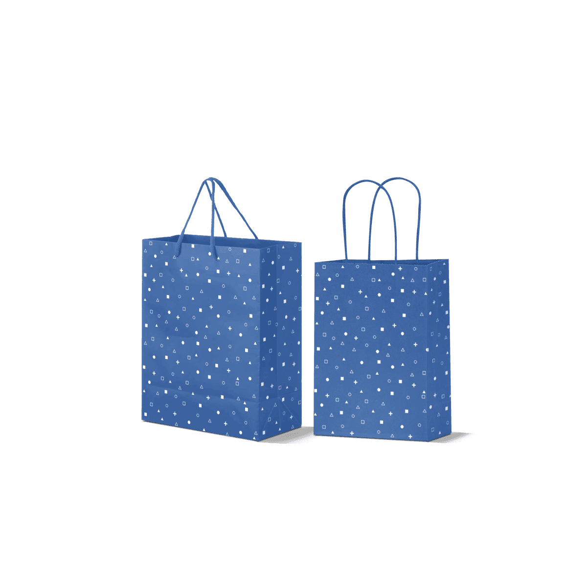 Printed retail paper bags with clean handles and premium colour accents, arranged for fashion, cosmetics and high street shopping packaging.