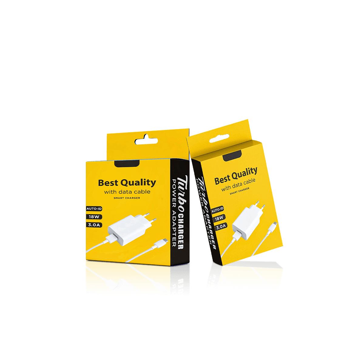 Custom charger boxes with printed paperboard packaging for wall chargers, adapters and electronic accessories