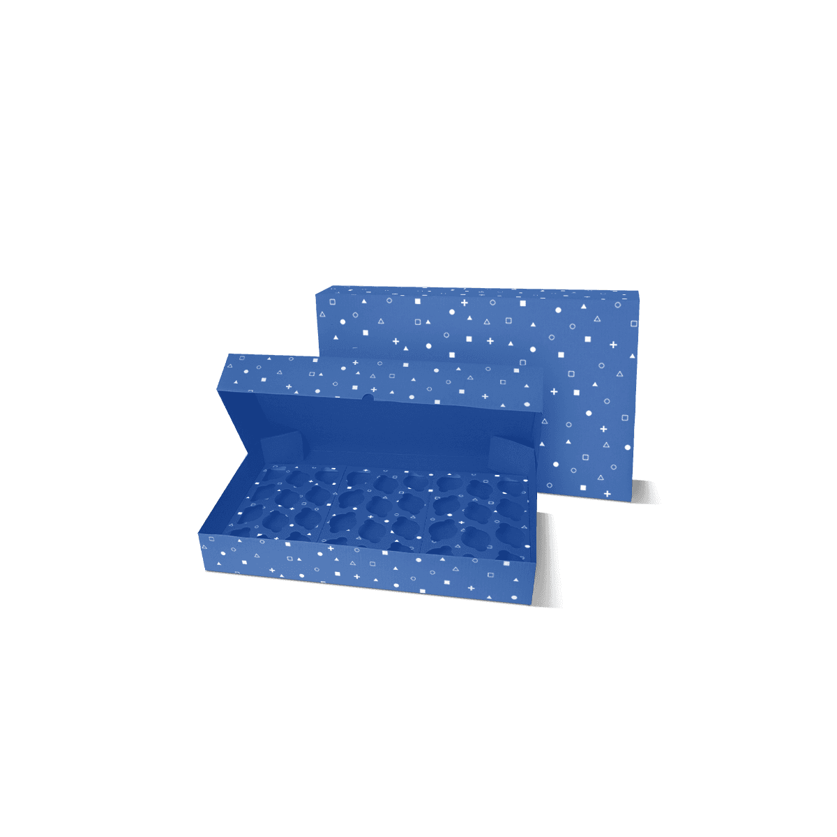 Partition inserts made from kraft cardboard with multiple vertical sections, shown separating products inside a custom printed packaging box.