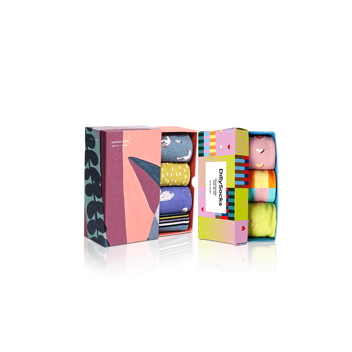 Custom sock boxes with printed paperboard packaging for retail socks, gift sets and apparel accessories