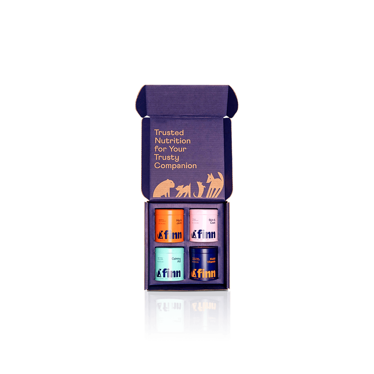 Custom pet supplement boxes with printed carton packaging for vitamins, wellness products and pet nutrition