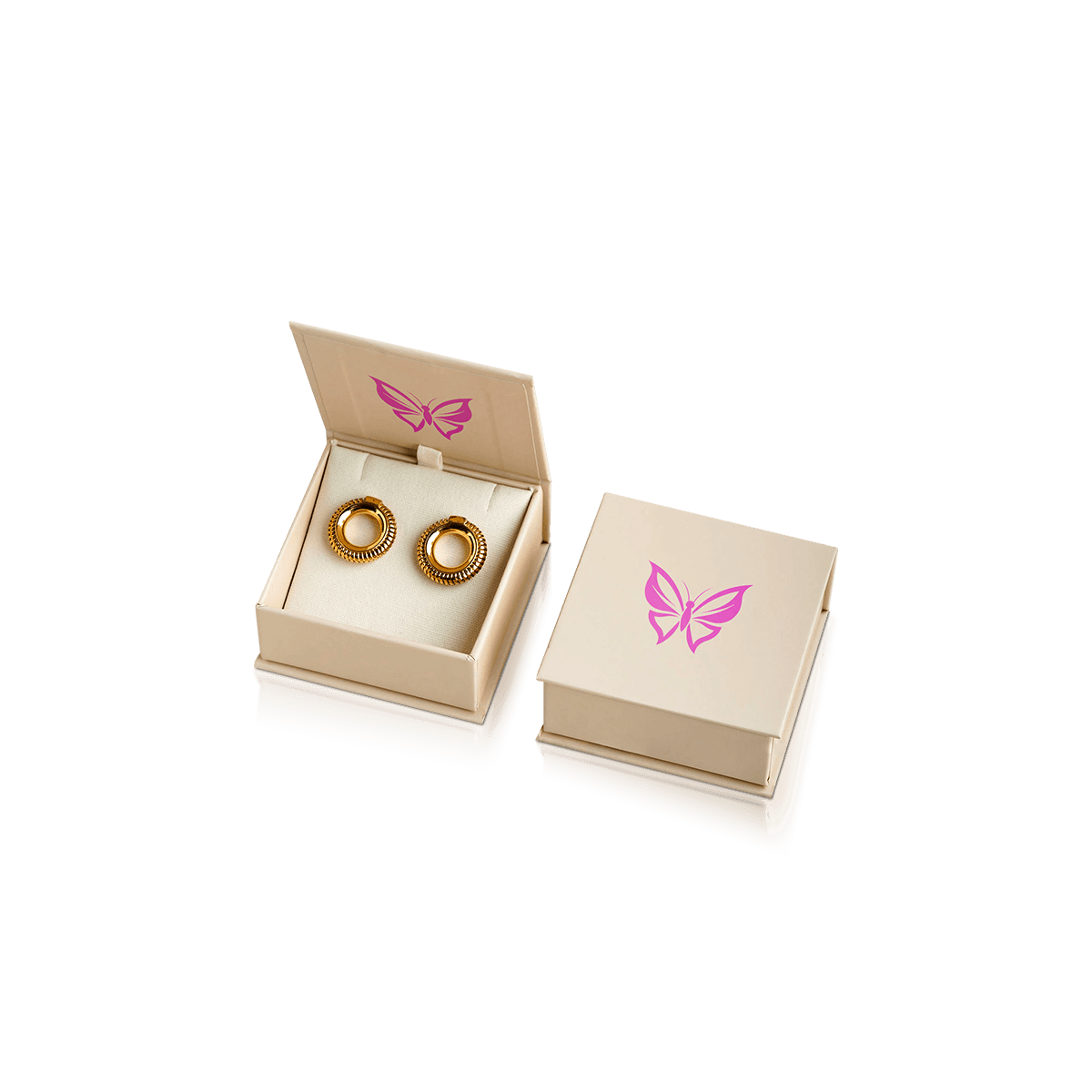 Custom earring boxes with compact jewellery packaging for studs, hoops and small accessory presentation