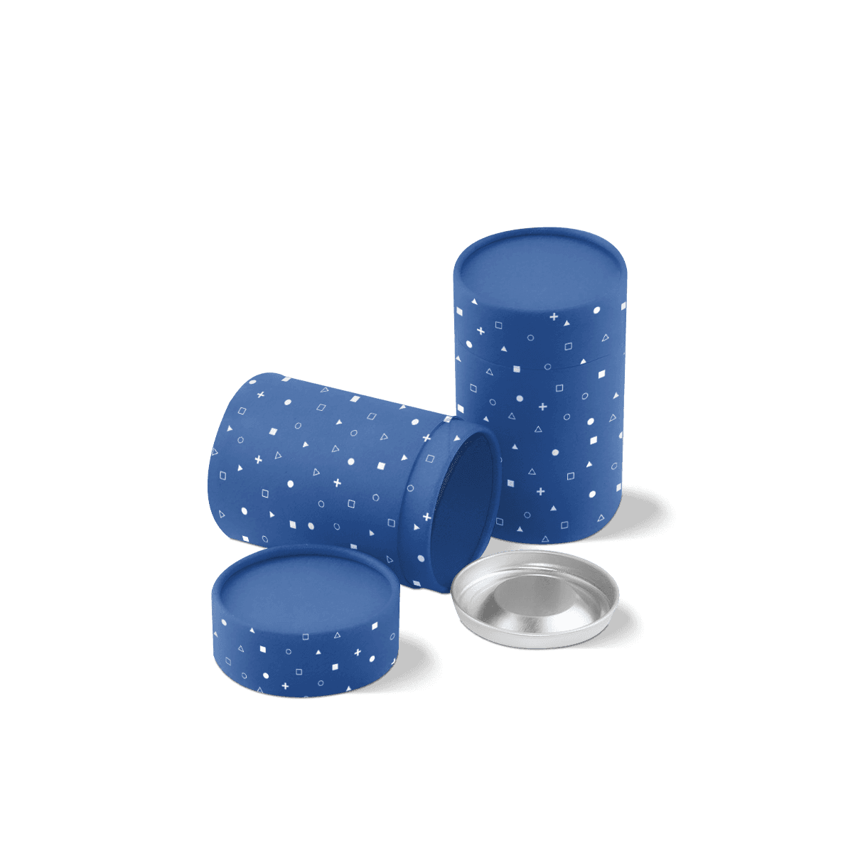 Cardboard tubes with fitted paperboard lids in kraft and white finishes, styled as premium cylindrical packaging for gifts and retail products.