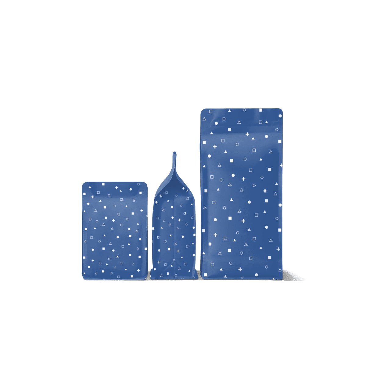 Flat bottom paper bags with sturdy bases and printed front panels, arranged for bakery, retail and takeaway product packaging.