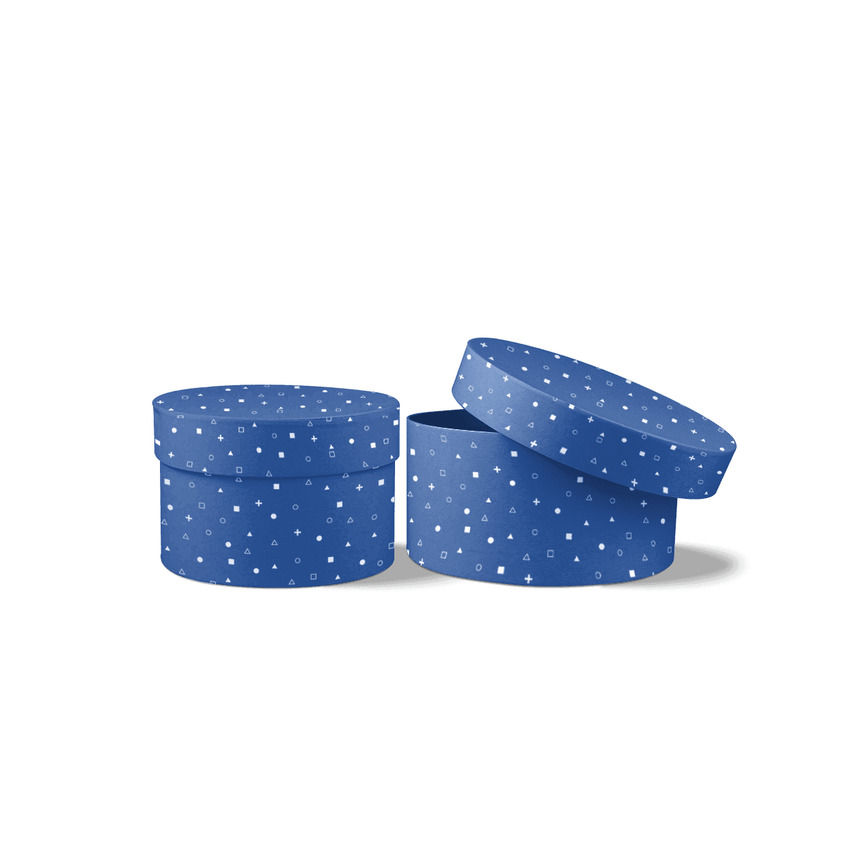 Round rigid boxes with cylindrical board walls and fitted lids, displayed as premium gift packaging for candles, accessories and luxury products.