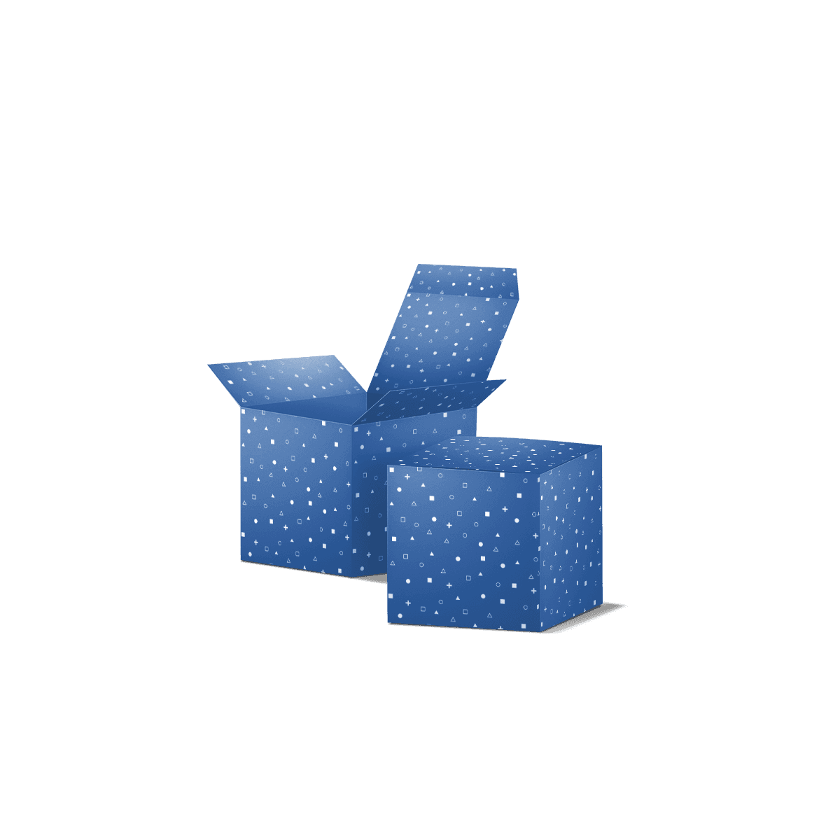 Tuck top paperboard boxes with simple front tuck closures, shown open and closed to display the clean carton structure and printed branding.