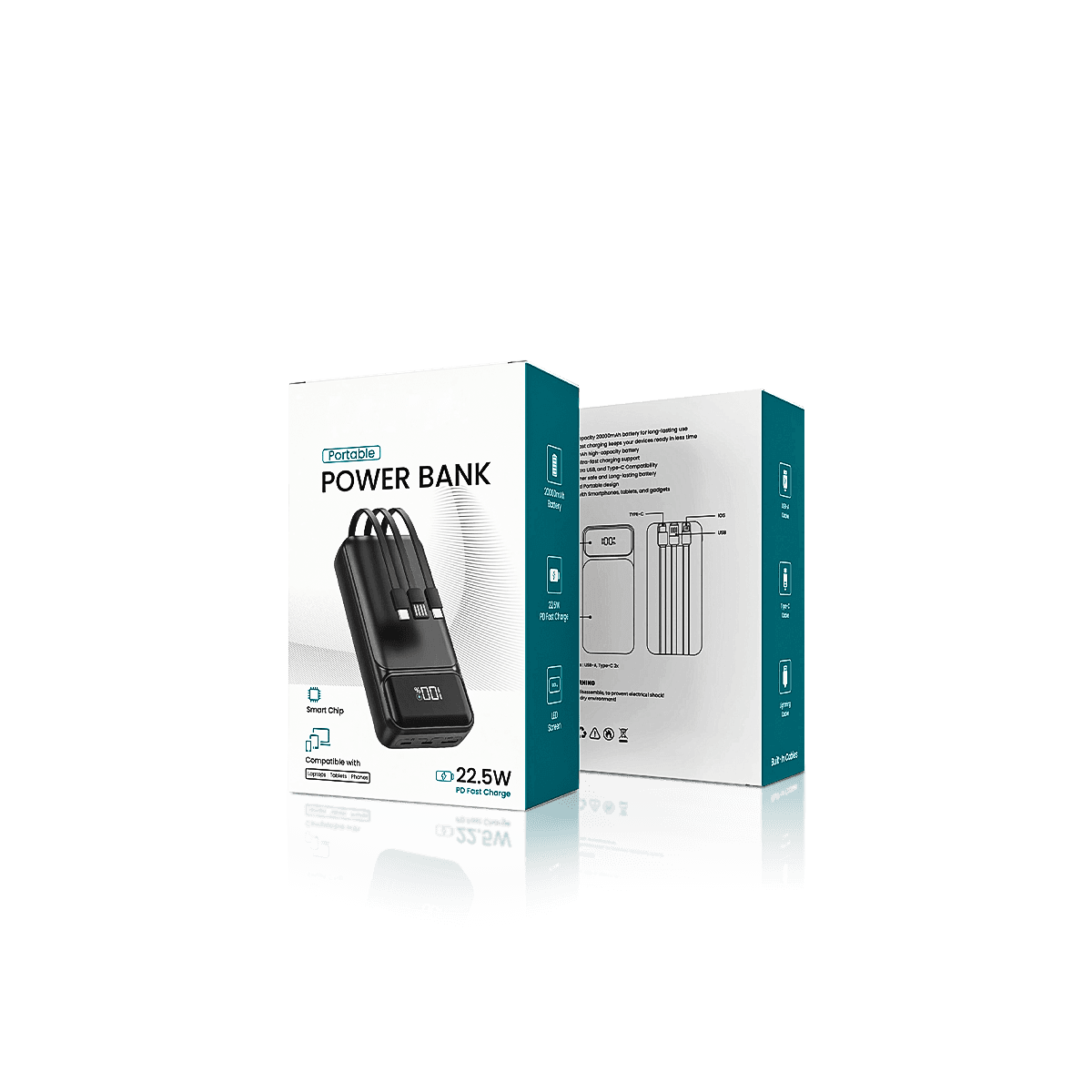 Custom power bank boxes with sturdy printed packaging for portable chargers and electronic retail products