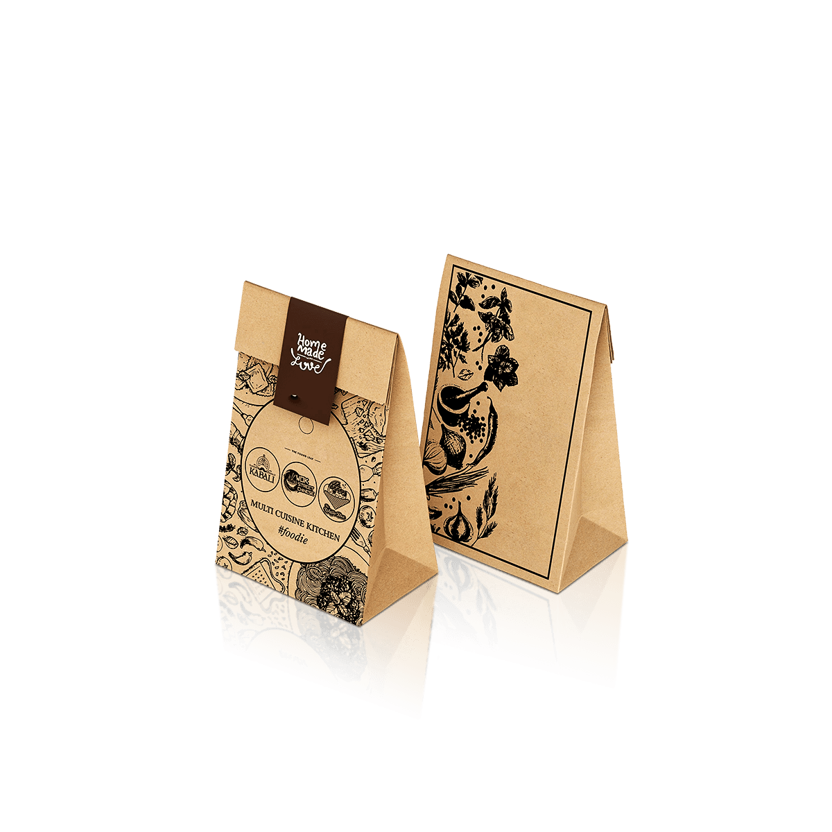 Custom takeaway paper bags with printed branding for restaurant orders, café food and delivery packaging