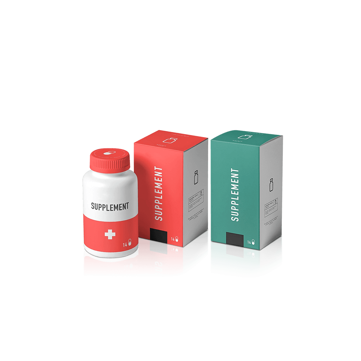 Custom supplement boxes with printed paperboard packaging for vitamins, nutrition products and wellness brands