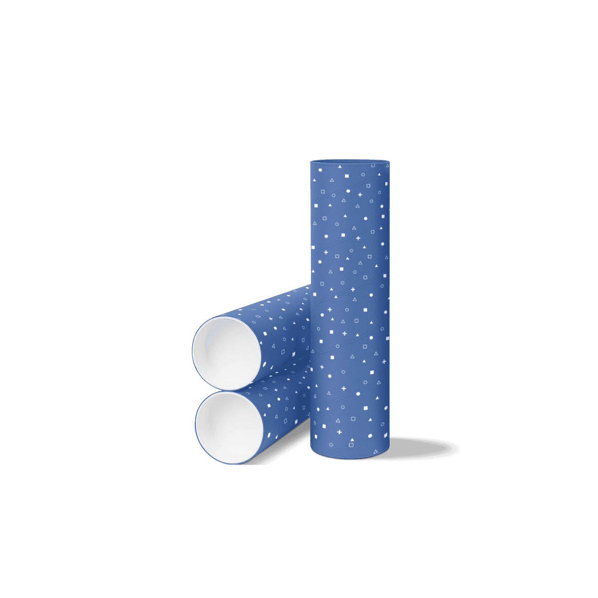 Cardboard postal tubes in kraft and printed finishes with fitted closures, shown for protective rolled-item delivery and branded postal packaging.