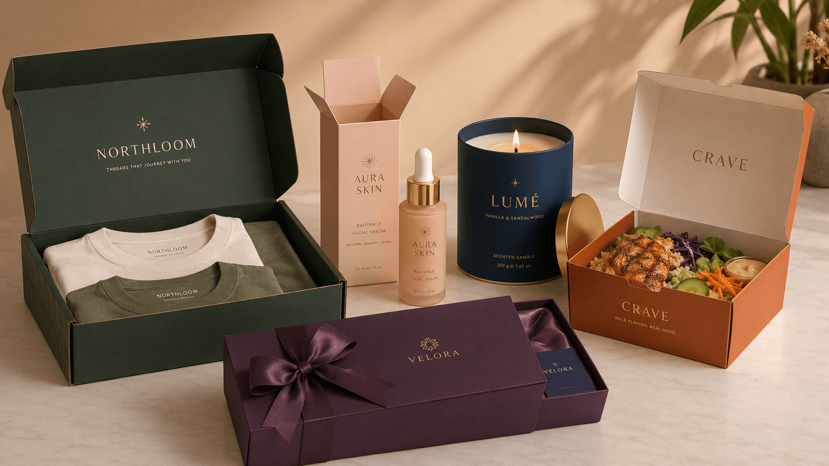 Custom packaging boxes helping a product brand stand out with premium colourful presentation
