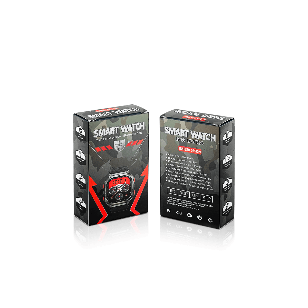 Custom smartwatch boxes with premium printed packaging for wearable tech, straps and electronic accessories