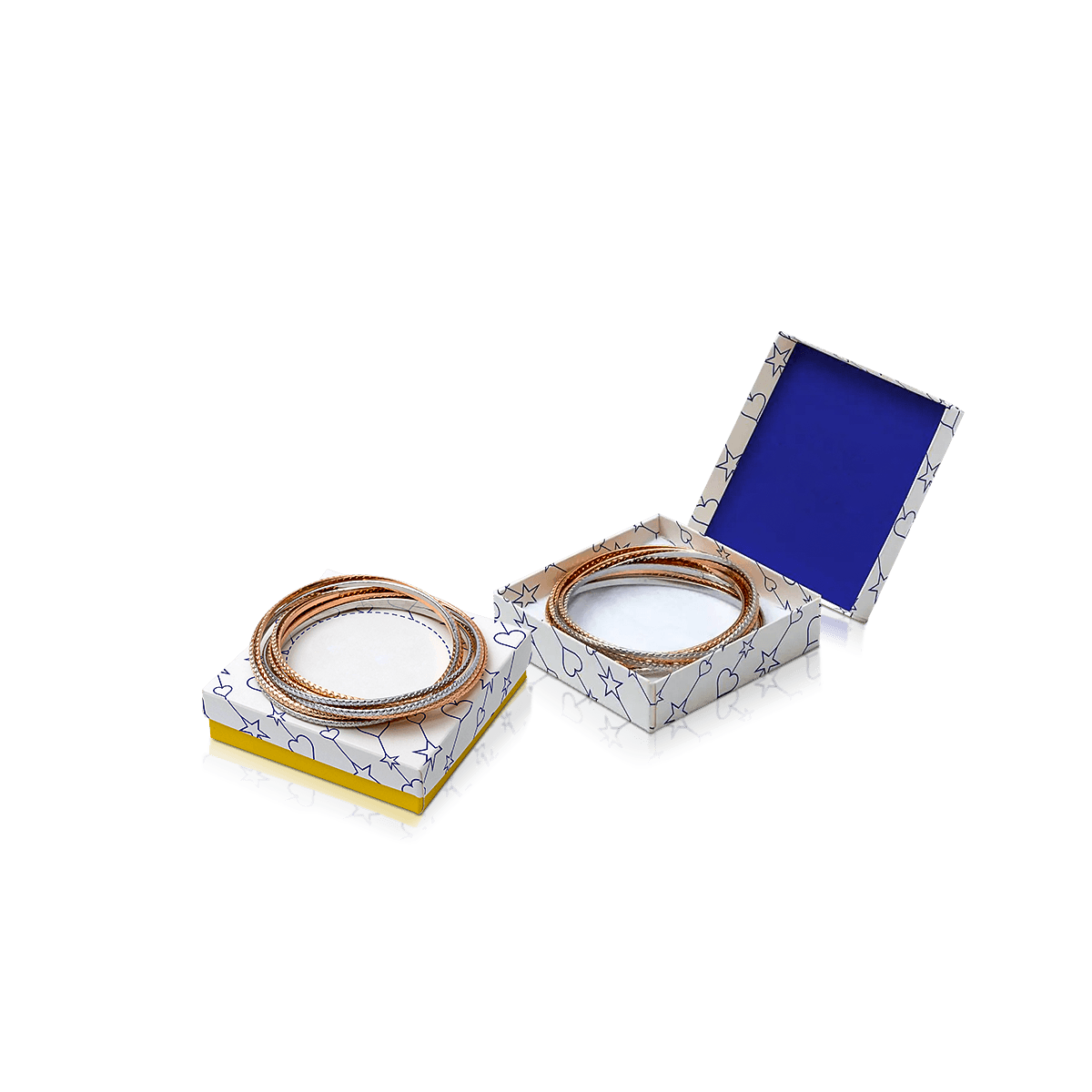 Custom bangle boxes with premium jewellery packaging for rigid bangles, gift sets and retail presentation