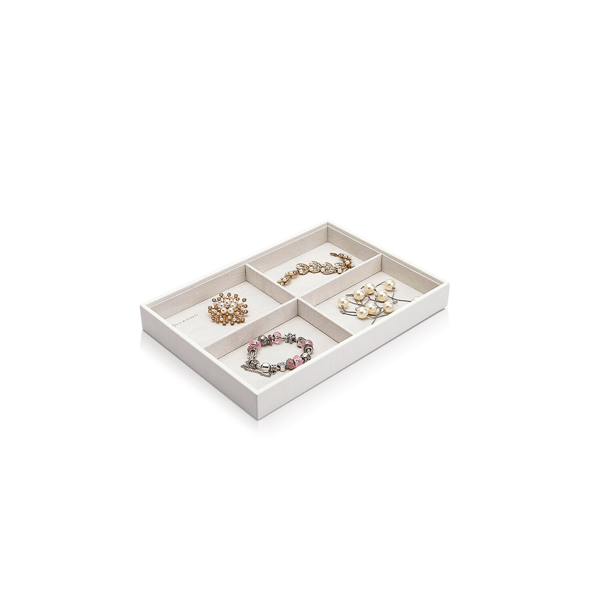 Custom jewellery box inserts with precision-cut cardboard supports for rings, necklaces and delicate accessories
