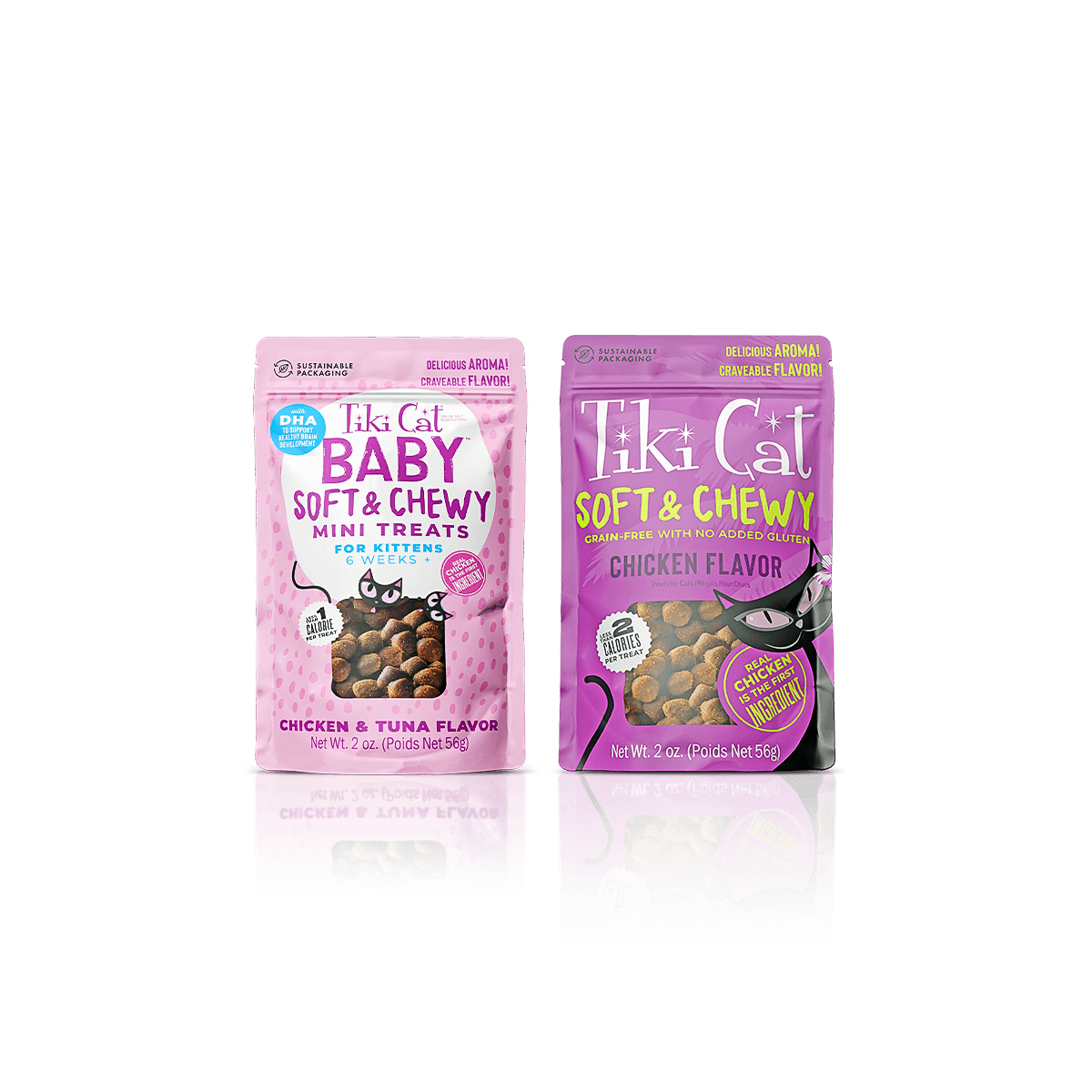 Custom cat treat Mylar bags with printed resealable pouch packaging for cat snacks and pet food products