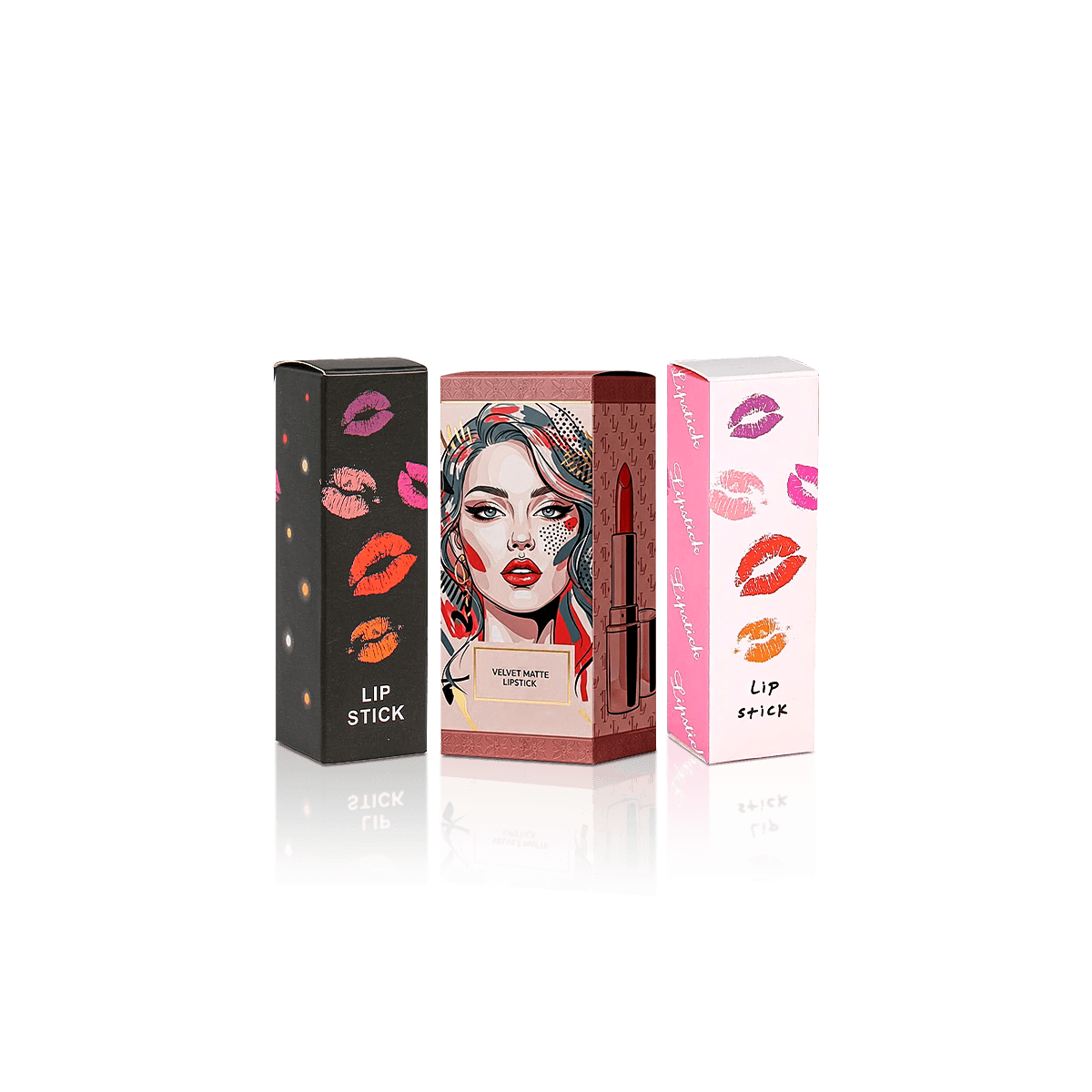 Custom lipstick boxes with slim printed carton packaging for retail beauty and cosmetic displays