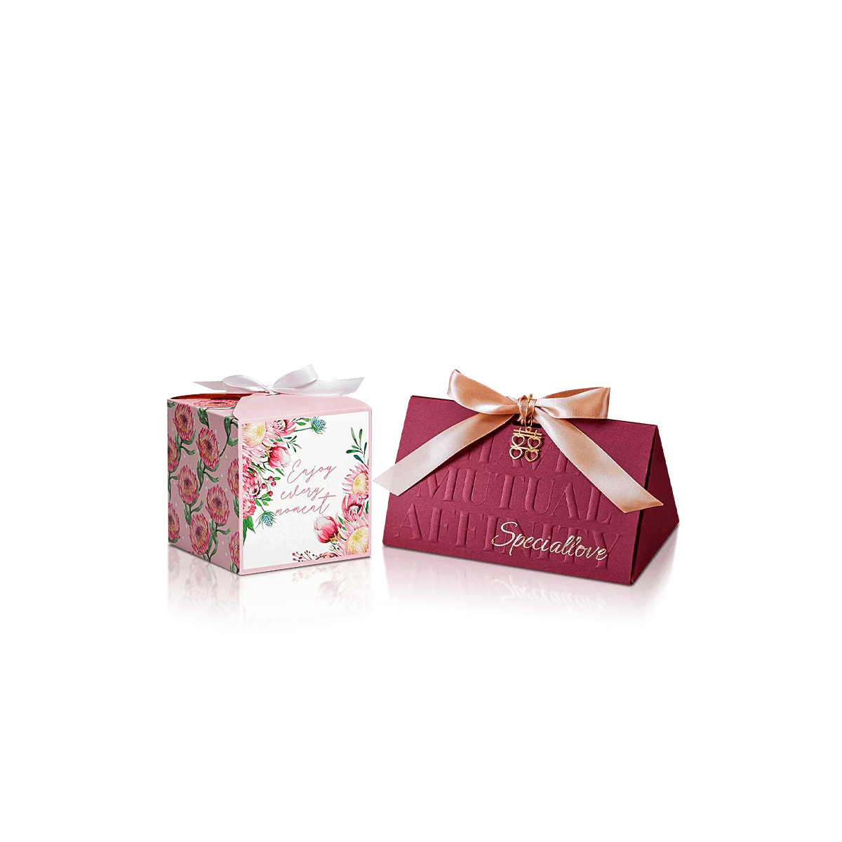 Custom event favour boxes with printed cardboard packaging for weddings, parties and branded guest gifts